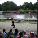 Olivia running with the NZ Flag at the Opening Ceremony of the 2006 World Champs
