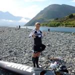 Olivia competing at the Classic River Race on the Waimak River