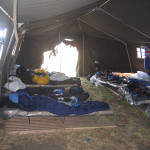 Our ‘home’! Sleeping in an army tent in Belgium at the De Paddel International Competition