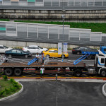 The goals being transported to the pool at the 2009 World Games